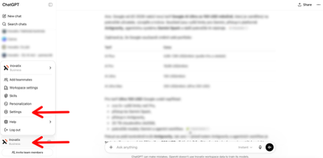 Jak se dostat do nastavení ChatGPT — profilové menu a volba Settings